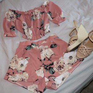 SHEIN Two Piece Set Pink & White Floral NWOT